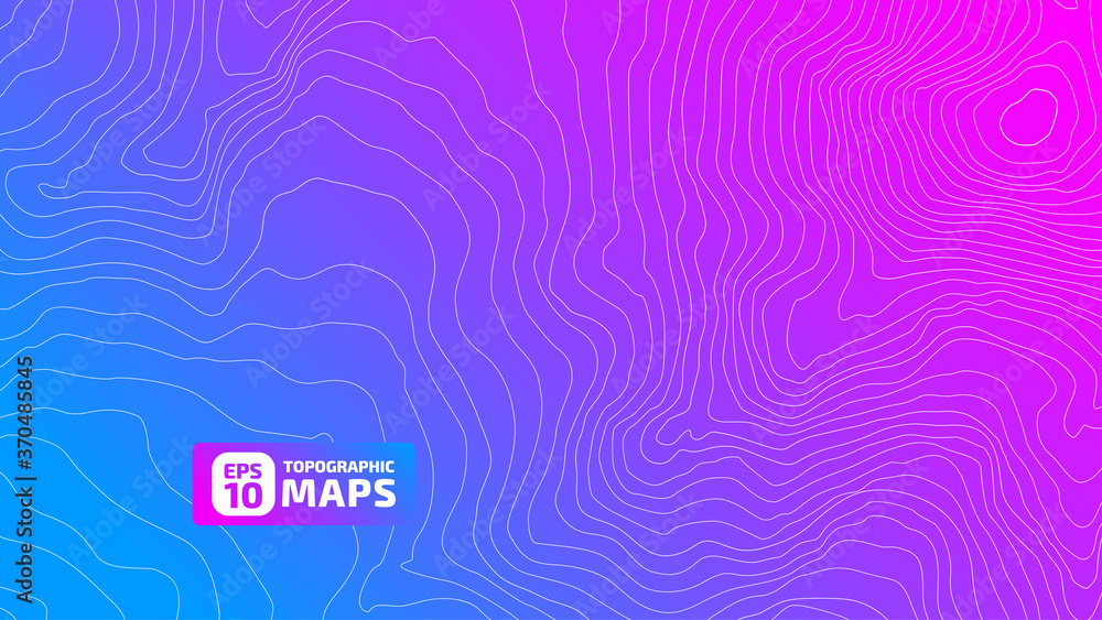 Poster stylized height of the topographic contour in lines and contours on a rainbow background. the concep