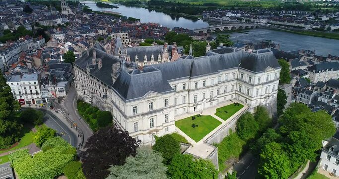 France, Loir et Cher, Loire Valley listed as World Heritage by UNESCO, Aerial view of Chateau de Blois.