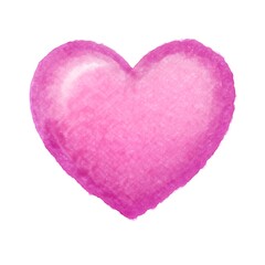 Pink heart on white, watercolor drawing
