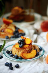 Peach pancakes...style rustic .selective focus