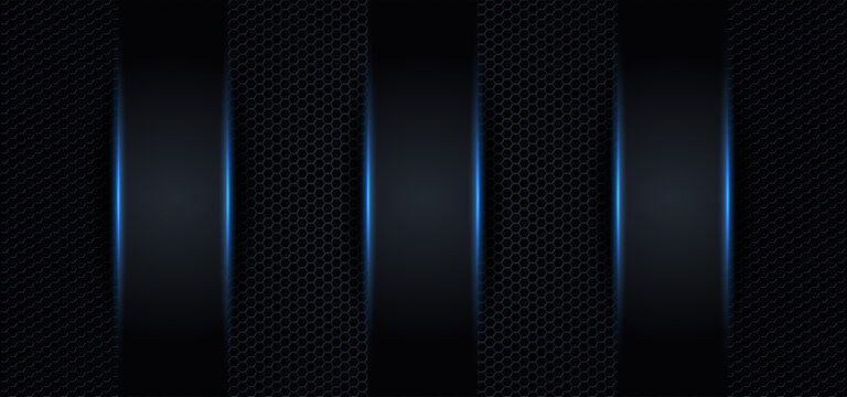 Blue carbon fiber texture background with three panel
