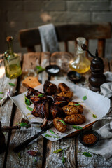 pork ribs with potatoes.selective focus.style rustic.
