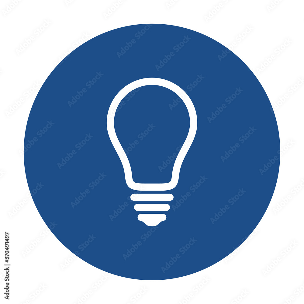 Poster blue round light bulb line icon, button isolated on a white background. eps10 vector file