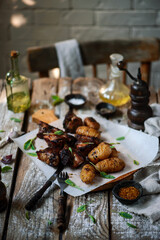 pork ribs with potatoes.selective focus.style rustic.