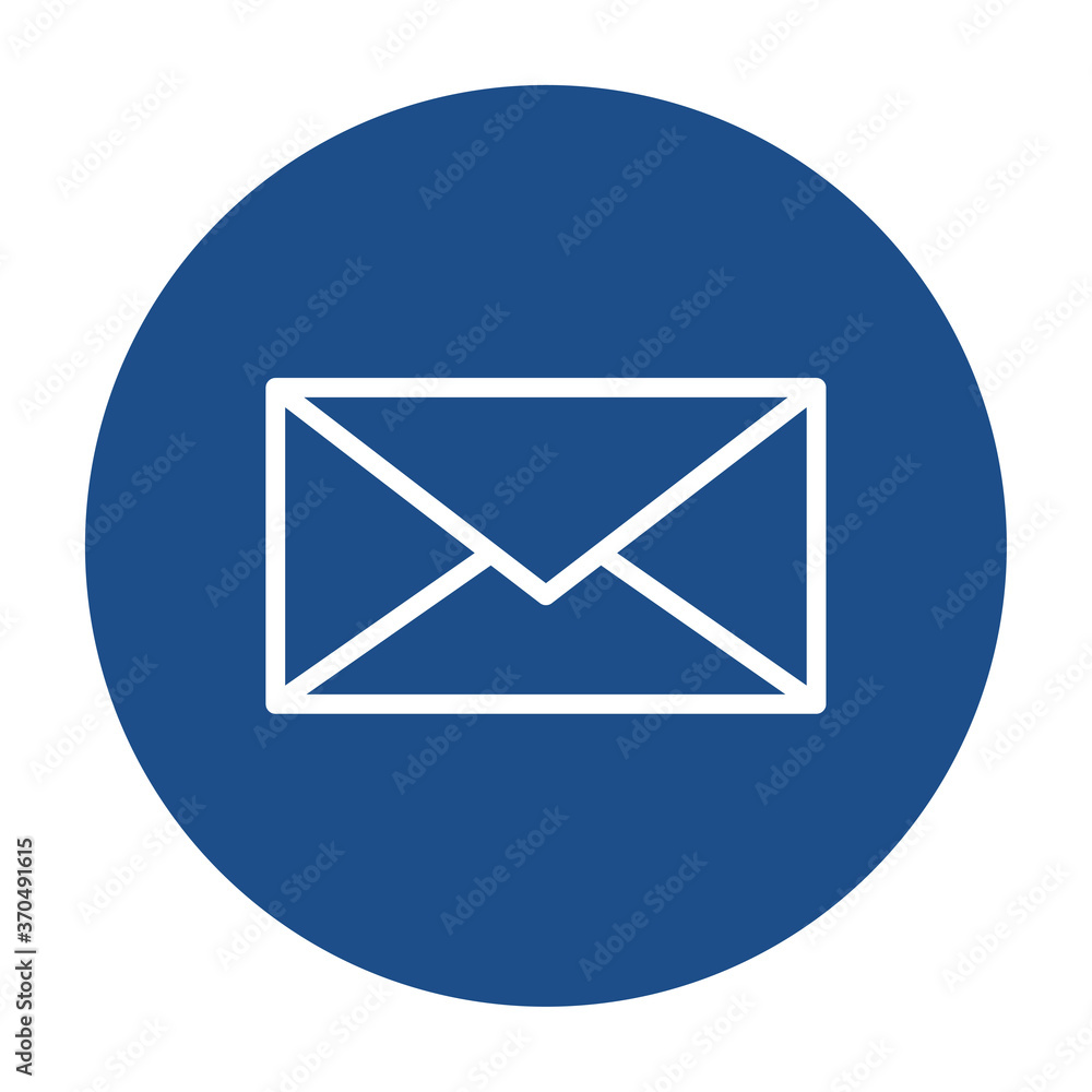 Aufkleber blue round envelope outline icon, button isolated on a white background. eps10 vector file