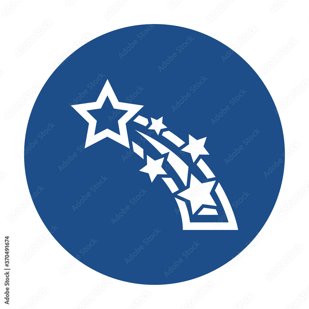 Poster blue round shooting star icon, button isolated on a white background. eps10 vector file