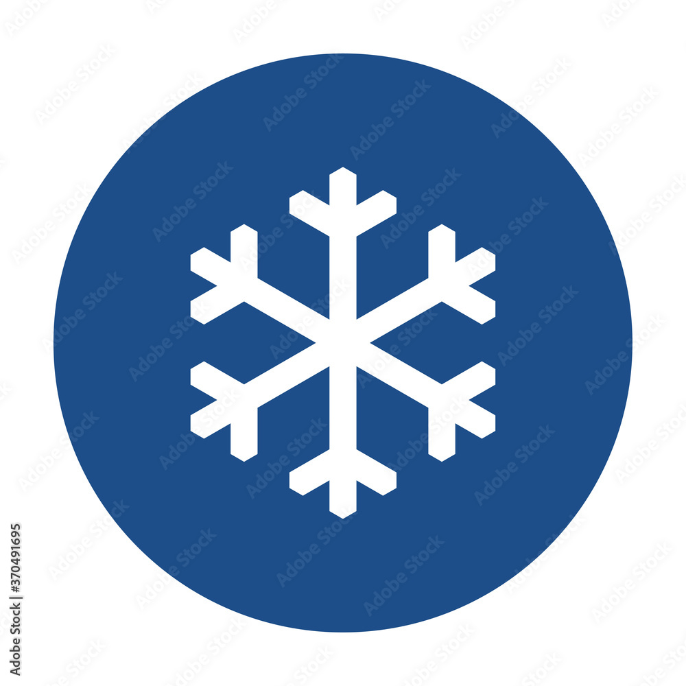 Poster blue round snowflake icon, button isolated on a white background. eps10 vector file