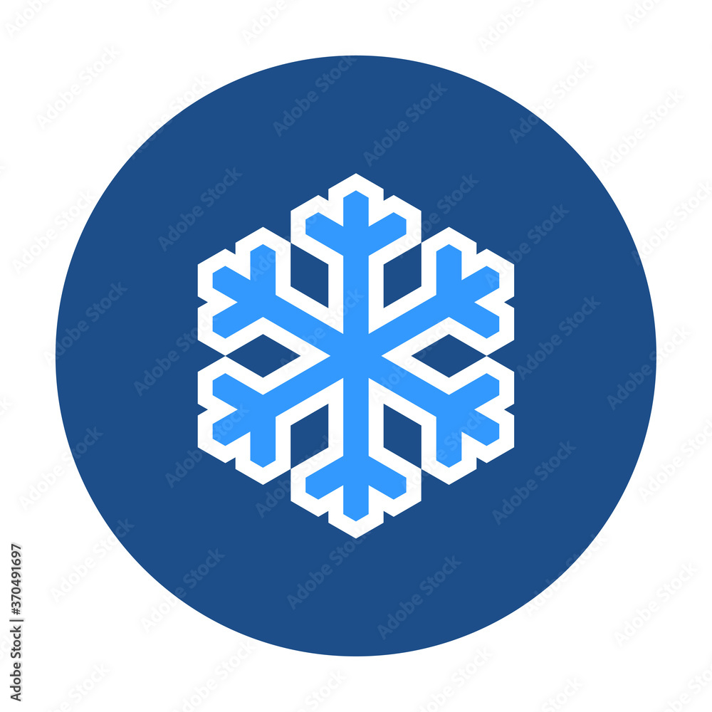 Poster blue round snowflake icon, button isolated on a white background. eps10 vector file