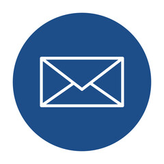 Blue round envelope outline icon, button isolated on a white background. EPS10 vector file