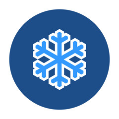 Blue round snowflake icon, button isolated on a white background. EPS10 vector file