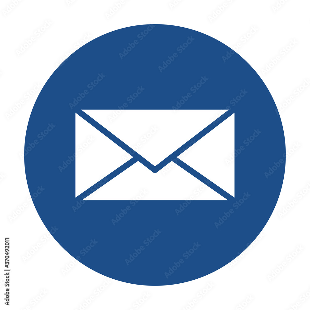 Poster blue round envelope icon, button isolated on a white background. eps10 vector file