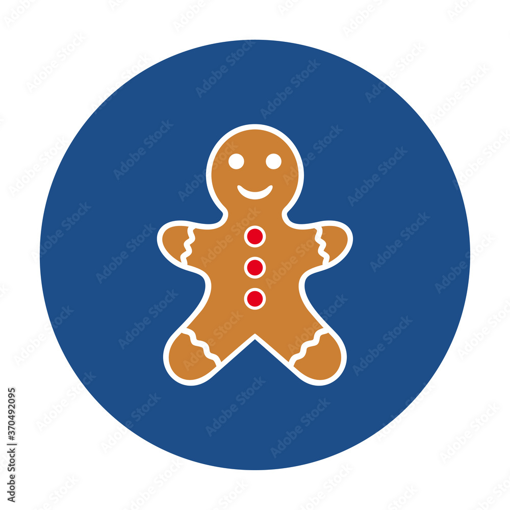 Poster blue round gingerbread man icon, button isolated on a white background. eps10 vector file
