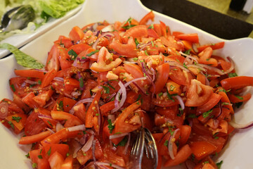 Close up bowl of Salsa salad bar