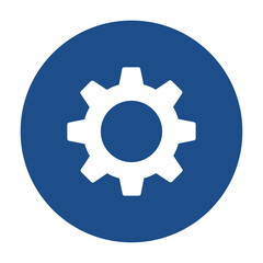 Blue round gear wheel, settings icon, button isolated on a white background. EPS10 vector file