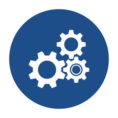 Blue round gear wheels icon, button isolated on a white background. EPS10 vector file
