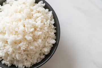 cooked white rice bowl