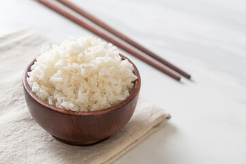 cooked white rice bowl