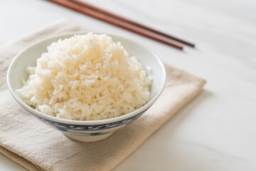 cooked white rice bowl