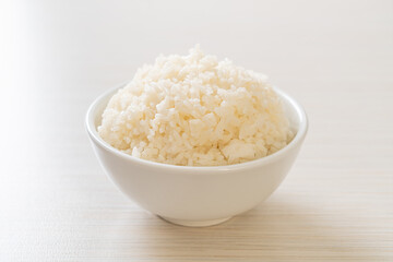 cooked white rice bowl