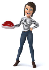 Fun 3D cartoon casual character woman