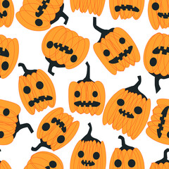 seamless pattern with evil halloween pumpkins