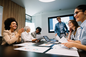 Entrepreneurs and business people conference in modern meeting room