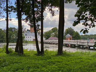 Orthodox church on the territory of the Vvedensky female island monastery, Vladimir region, Russia.