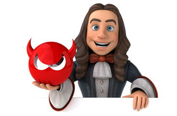3D Illustration of a cartoon man in historical baroque costume
