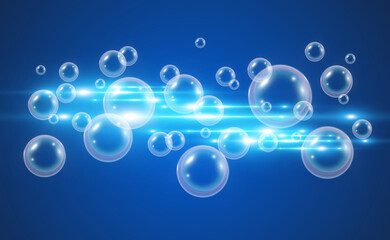 Air soap bubbles on a transparent background .Vector illustration of bulbs.	
