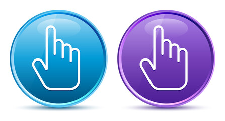 Hand cursor click icon sleek soft round button set illustration