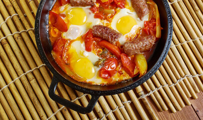 Middle Eastern eggs with merguez
