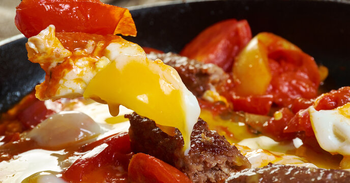 Middle Eastern eggs with merguez