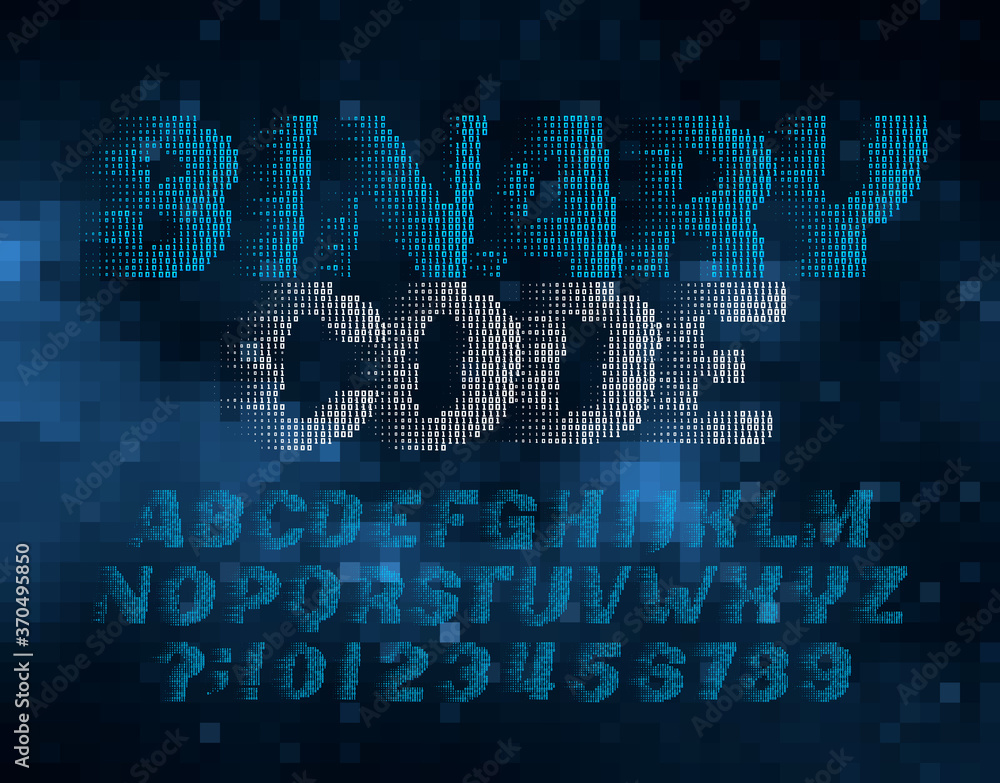 Fototapete binary code alphabet font. digital letters and numbers made of 1 and 0. stock vector illustration.