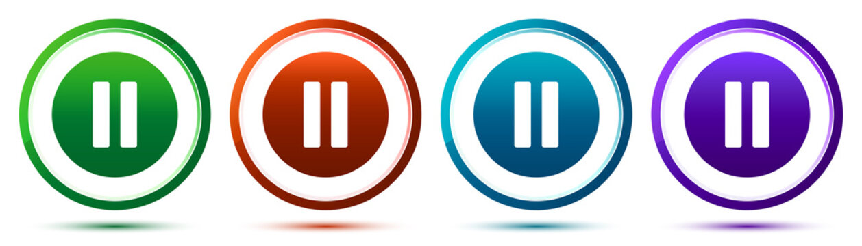 Pause icon artistic frame round button set illustration