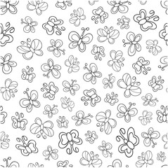 seamless butterfly pattern cute graphics vector illustration print wallpaper on white background isolate outline doodle sketch