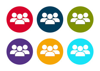 User group icon modern flat round button set illustration
