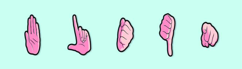 cartoon hands gestures icon set. isolated vector illustration on blue