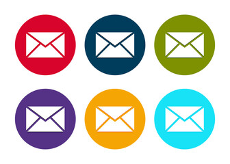 Email icon modern flat round button set illustration