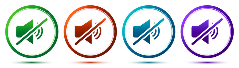 Mute speaker icon artistic frame round button set illustration