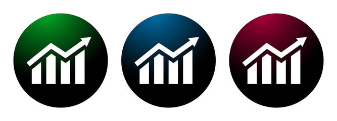 Statistics icon night surface round button set illustration