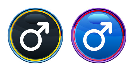 Male symbol icon artistic glassy round buton set illustration