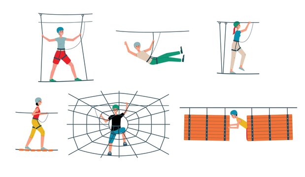 Rope park set - cartoon people and obstacle course