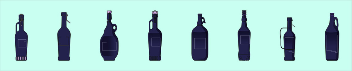 Beer growler bottle with various models on blue background