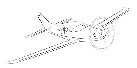 Fototapeta na wymiar The Sketch of a passenger airliner.