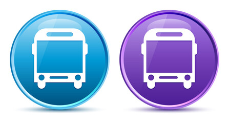 Bus icon sleek soft round button set illustration