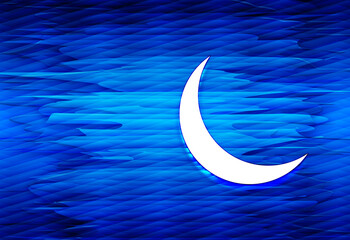 Fototapeta na wymiar Crescent half moon icon aqua wave abstract blue background illustration