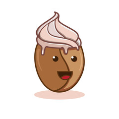 coffee with whipped cream cartoon illustration creative concept