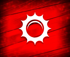 Sun icon shiny line red background illustration