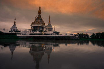 The background of an important tourist attraction in Khon Kaen Province (Wat Thung Setthi) is a...