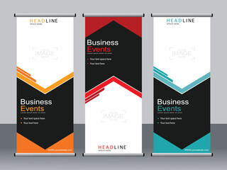 Business banner roll up set,standee banner template,Modern banner.